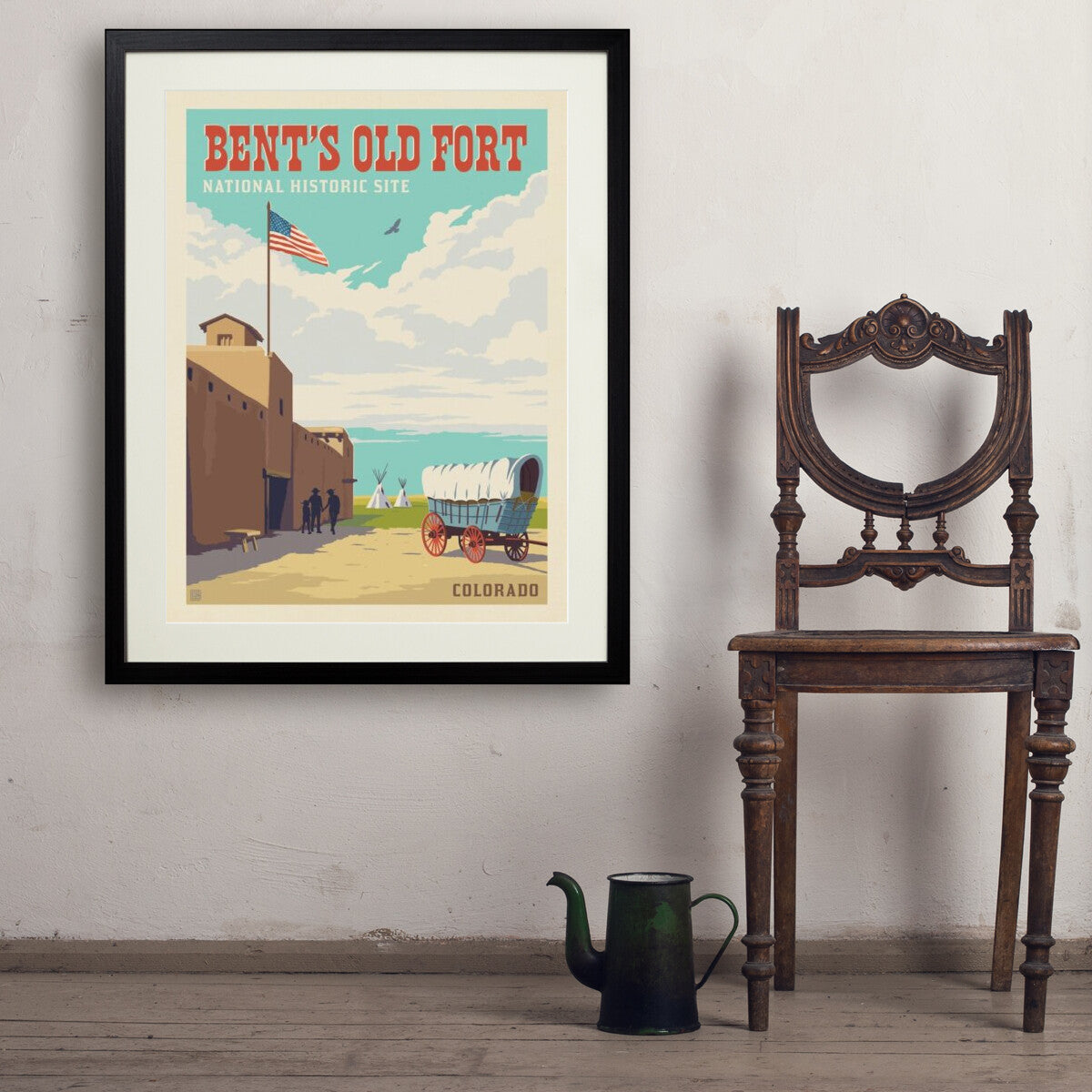 bents-old-fort-national-historic-site-co - 24x32 / Standard / Black / Env