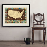 63 National Parks: Map Of USA - Art Print, 24x32 / Standard / Black