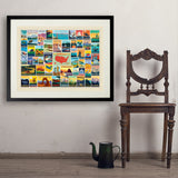 50-State Collage (Horizontal) - Art Print, 24x32 / Standard / Black