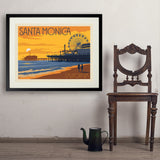 Santa Monica Pier: Sunset - Art Print, 24x32 / Standard / Black