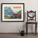 Glacier National Park: Going To The Sun Road (Horizontal) - Art Print, 24x32 / Standard / Black