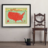 Map of the USA Print - Art Print, 24x32 / Standard / Black