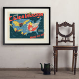 2024 Cicada Invasion Map - Art Print, 24x32 / Standard / Black