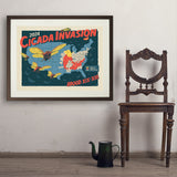 2024 Cicada Invasion Map - Art Print, 24x32 / Standard / Brown