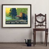 Great Smoky Mountain Railroad: Diesel Train - Art Print, 24x32 / Standard / Brown