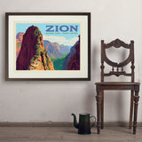 Zion National Park: Ascent To Angels Landing (Horizontal) - Art Print, 24x32 / Standard / Brown