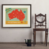 Australia: Explore Down Under Map - Art Print, 24x32 / Standard / Brown