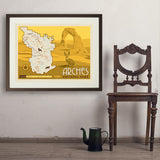 Map of Arches National Park - Art Print, 24x32 / Standard / Brown