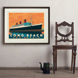 Long Beach, CA: Queen Mary - Art Print, 24x32 / Standard / Brown