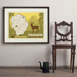 Map of Yosemite National Park - Art Print, 24x32 / Standard / Brown