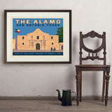 San Antonio, TX: The Alamo (Horizontal) - Art Print, 24x32 / Standard / Brown