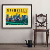 Nashville Sunset Skyline (Horizontal) - Art Print, 24x32 / Standard / Brown