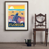 Florida: Sea Turtle Hatchling Habitats - Art Print, 24x32 / Standard / Brown