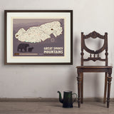 Map of Great Smoky Mtns National Park - Art Print, 24x32 / Standard / Brown
