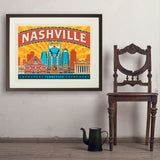 Nashville Landmarks (Horizontal) - Art Print, 24x32 / Standard / Brown