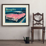 Memphis, TN: Pink Caddy (Horizontal) - Art Print, 24x32 / Standard / Brown