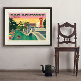 San Antonio, TX: River Walk (Horizontal) - Art Print, 24x32 / Standard / Brown