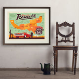 100th Anniversary Of Route 66 (Map) - Art Print, 24x32 / Standard / Brown