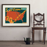 2024 Total Solar Eclipse Map - Art Print, 24x32 / Standard / Brown