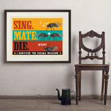 Cicada Invasion: Sing. Mate. Die. (Horizontal) - Art Print, 24x32 / Standard / Brown