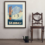Classic Ski Design: Spend The Day Skiing!  - Art Print, 24x32 / Standard / Brown