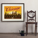 Chicago: Horizontal Skyline - Art Print, 24x32 / Standard / Brown