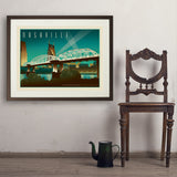 Nashville Skyline: Pedestrian Bridge, Horizontal - Art Print, 24x32 / Standard / Brown