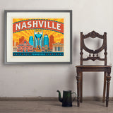 Nashville Landmarks (Horizontal) - Art Print, 24x32 / Standard / Gray