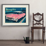 Memphis, TN: Pink Caddy (Horizontal) - Art Print, 24x32 / Standard / Gray