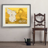 Map of Arches National Park - Art Print, 24x32 / Standard / Gray
