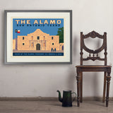 San Antonio, TX: The Alamo (Horizontal) - Art Print, 24x32 / Standard / Gray