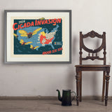 2024 Cicada Invasion Map - Art Print, 24x32 / Standard / Gray