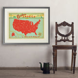 Map of the USA Print - Art Print, 24x32 / Standard / Gray