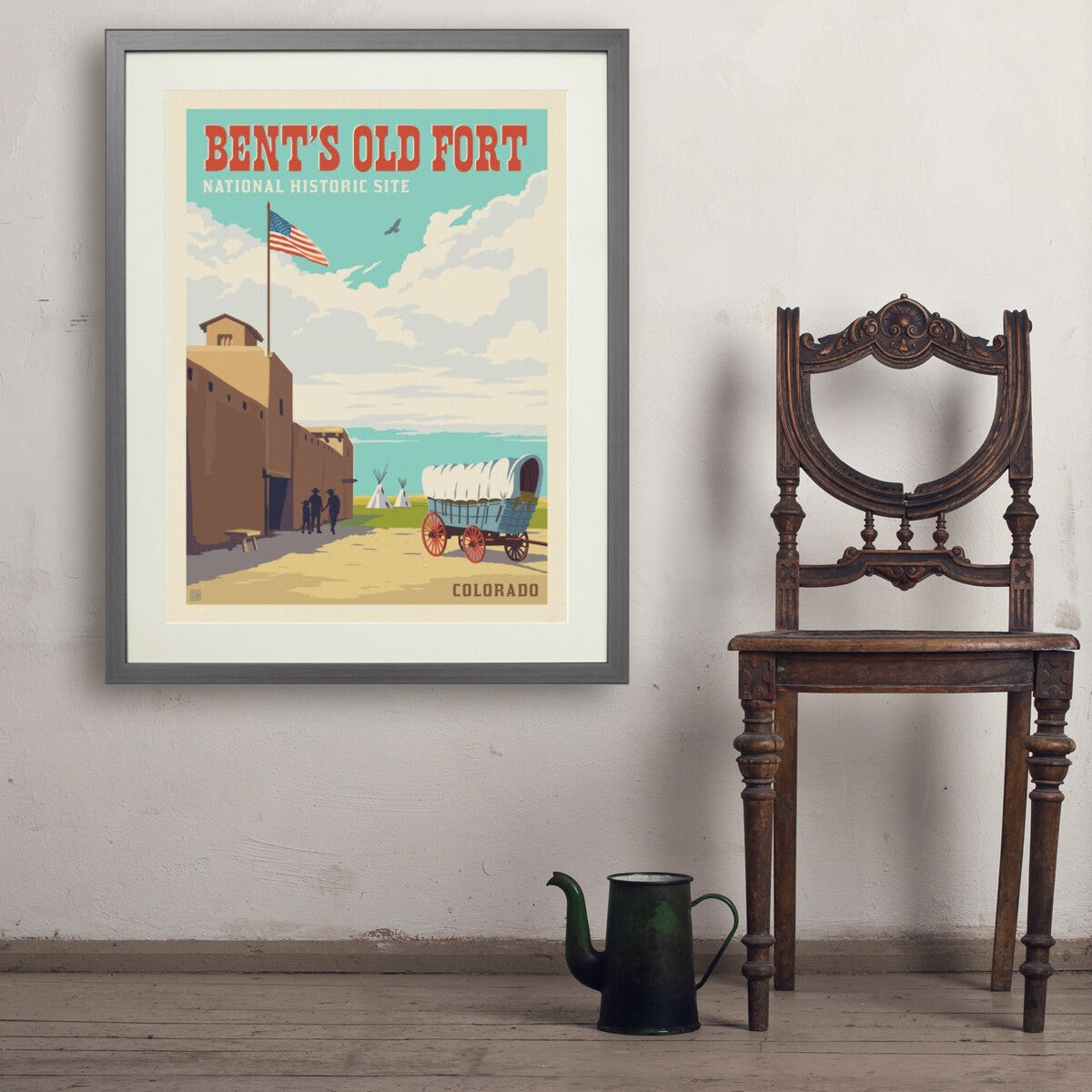 bents-old-fort-national-historic-site-co - 24x32 / Standard / Gray / Env