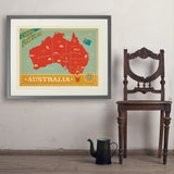 Australia: Explore Down Under Map - Art Print, 24x32 / Standard / Gray