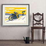 Salt Flat Motorcycle Racer - Art Print, 24x32 / Standard / Gray