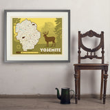 Map of Yosemite National Park - Art Print, 24x32 / Standard / Gray