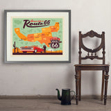 100th Anniversary Of Route 66 (Map) - Art Print, 24x32 / Standard / Gray