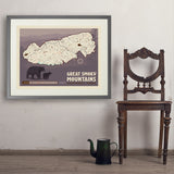 Map of Great Smoky Mtns National Park - Art Print, 24x32 / Standard / Gray