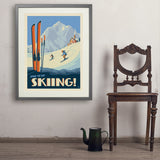 Classic Ski Design: Spend The Day Skiing!  - Art Print, 24x32 / Standard / Gray