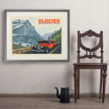 Glacier National Park: Going To The Sun Road (Horizontal) - Art Print, 24x32 / Standard / Gray