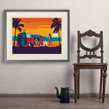 West Coast Surf Van - Art Print, 24x32 / Standard / Gray