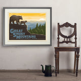 Great Smoky Mountains Horizontal Print - Art Print, 24x32 / Standard / Gray