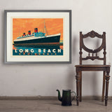 Long Beach, CA: Queen Mary - Art Print, 24x32 / Standard / Gray