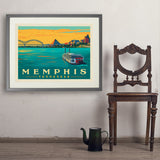 Memphis, TN: River View (Horizontal) - Art Print, 24x32 / Standard / Gray