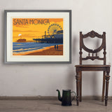 Santa Monica Pier: Sunset - Art Print, 24x32 / Standard / Gray