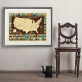 63 National Parks: Map Of USA - Art Print, 24x32 / Standard / Gray