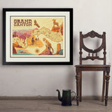 Grand Canyon National Park: Illustrated Map - Art Print, 24x32 / Deluxe / Black
