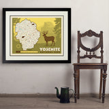 Map of Yosemite National Park - Art Print, 24x32 / Deluxe / Black