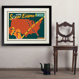 2024 Total Solar Eclipse Map - Art Print, 24x32 / Deluxe / Black